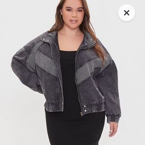 Plus Size Ribbed Denim Jacket, NEW